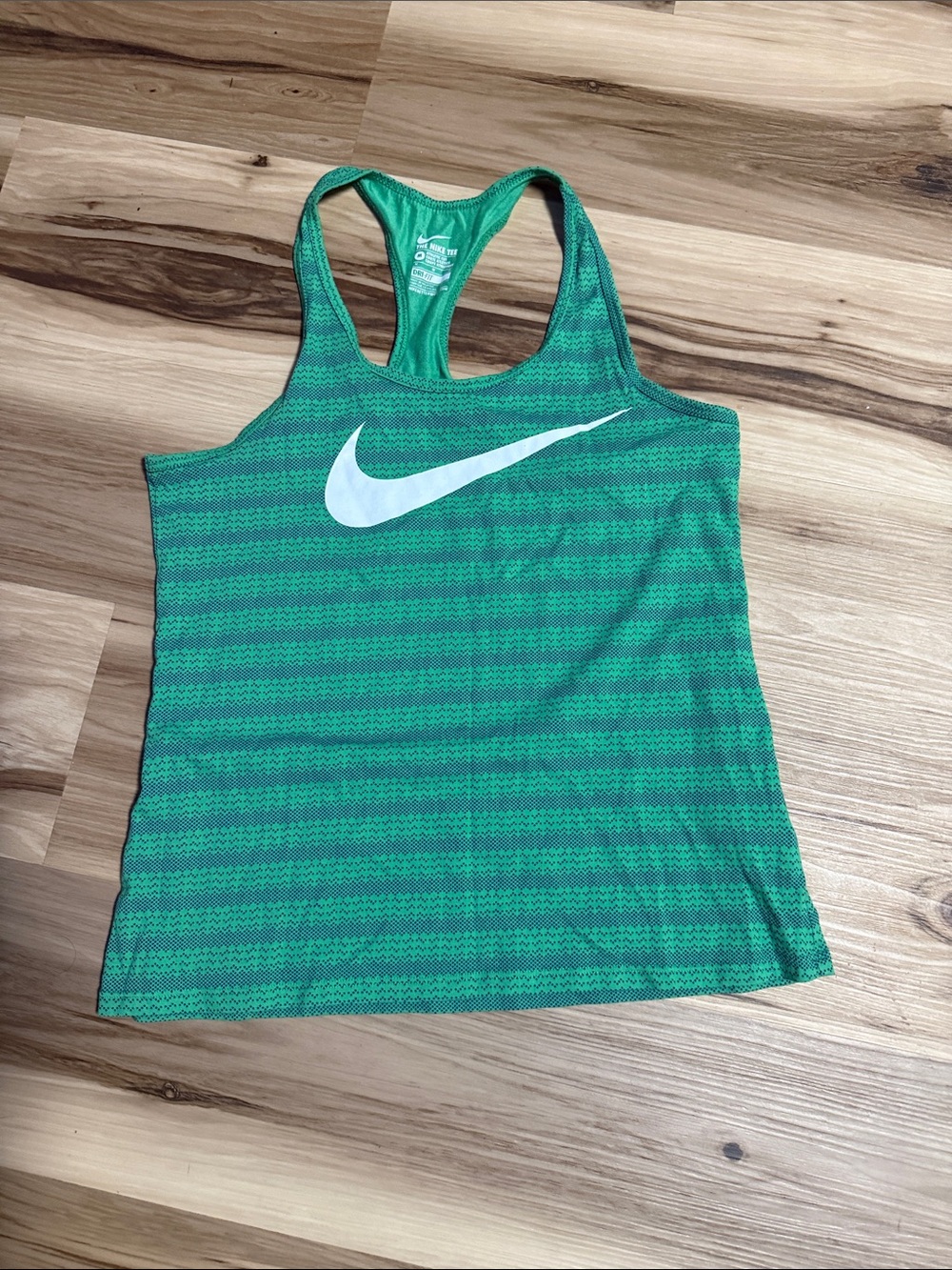 Nike Green Striped Racerback Tank with White Swoosh